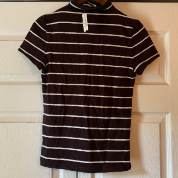 NWT Madewell Striped Dark Brown Mock Neck Small - Picture 5 of 10